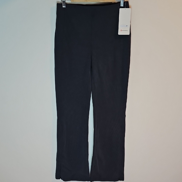 lululemon athletica Pants - Lululemon Size 10 Black Brushed Softstreme Ribbed Zip Flared Pant